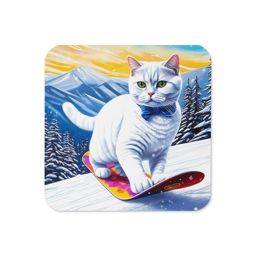 PugMug Custom White British Shorthair Cat Coaster