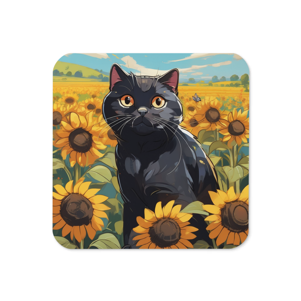 PugMug Custom Black Scottish Fold Cat Coaster