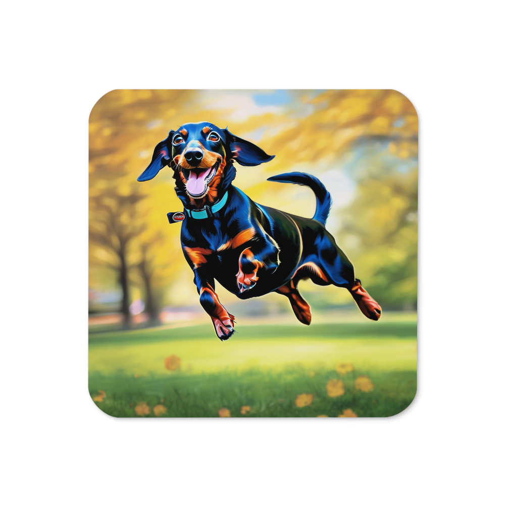 PugMug Custom Black Dachshund Coaster