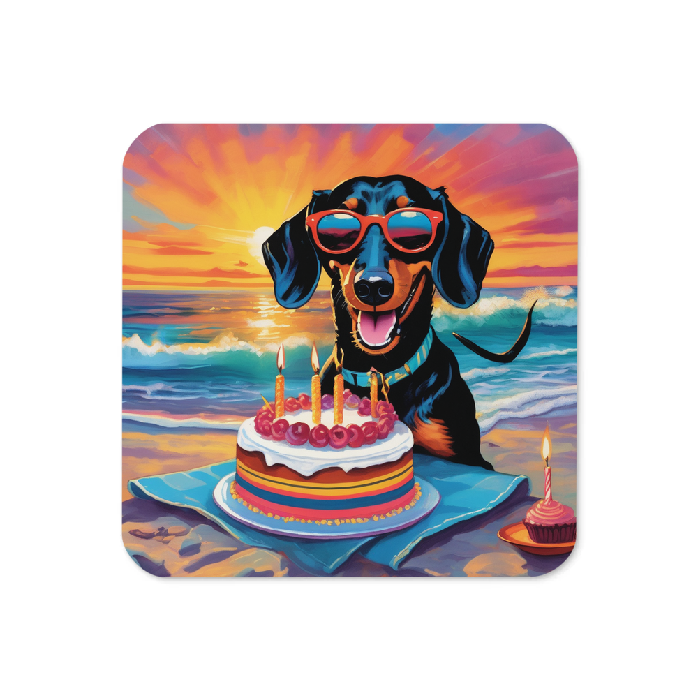 PugMug Custom Black Dachshund Coaster