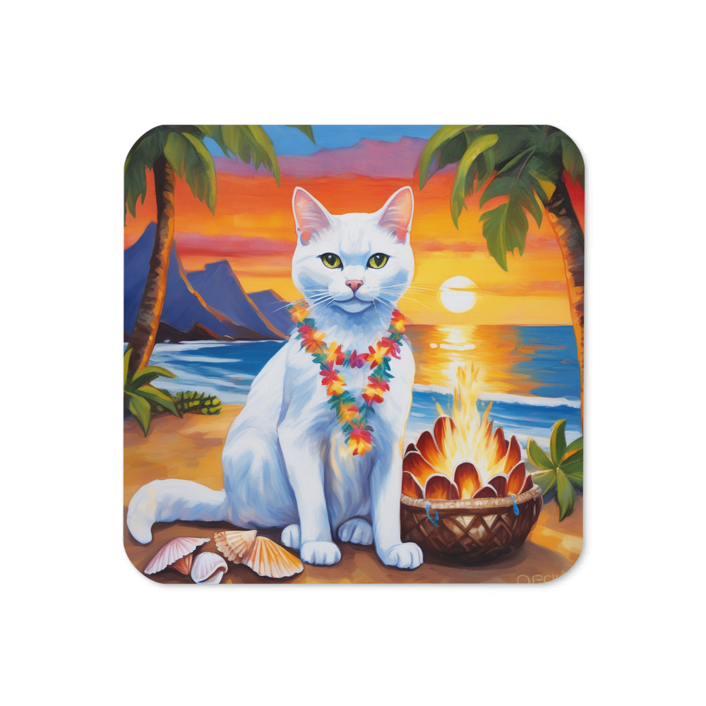 PugMug Custom White Companion Cat Coaster