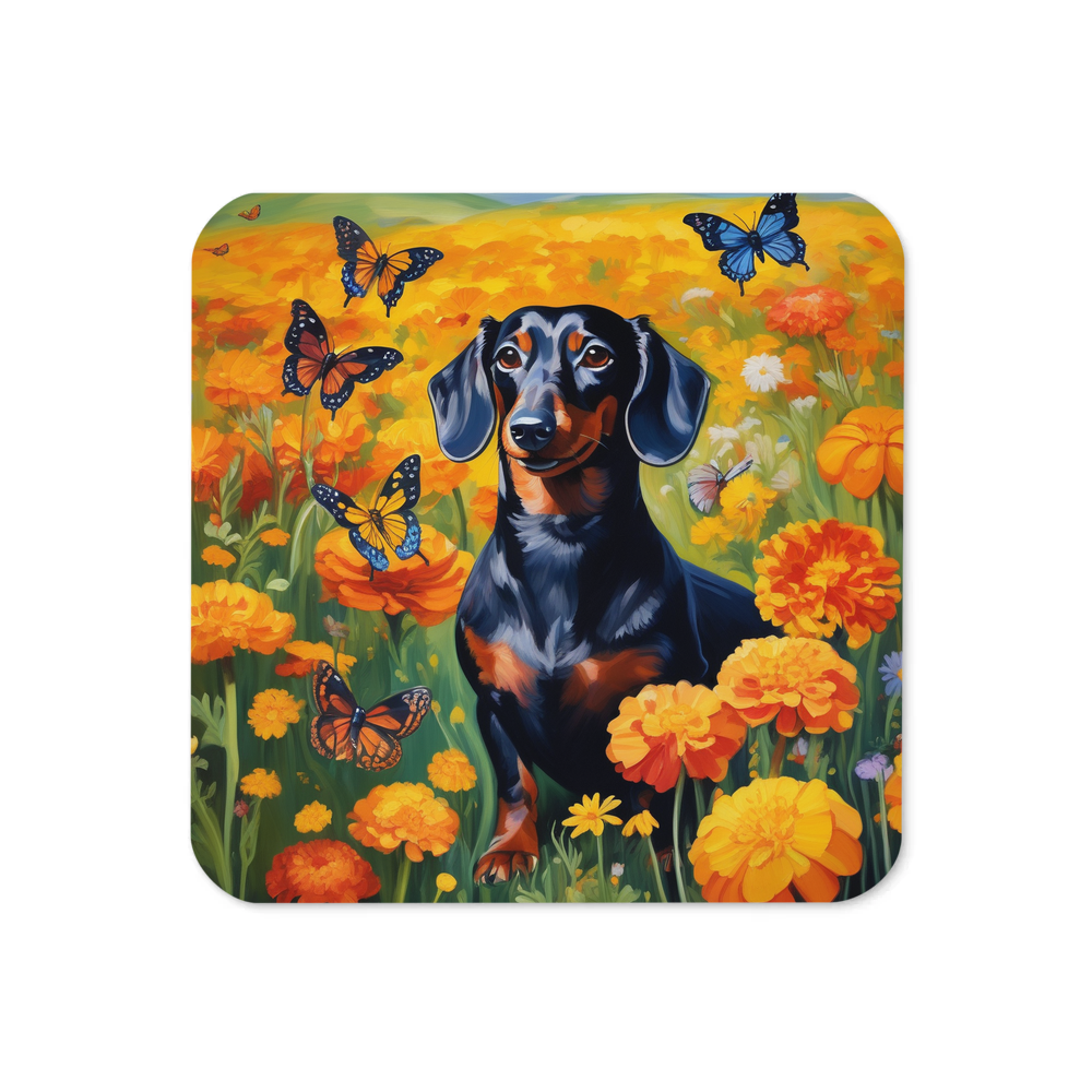 PugMug Custom Black Dachshund Coaster