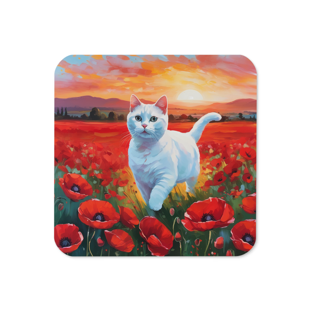PugMug Custom White Companion Cat Coaster