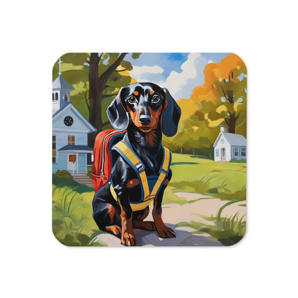 PugMug Custom Black Dachshund Coaster