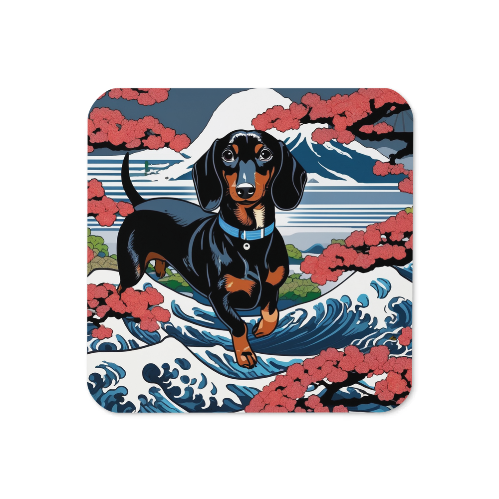 PugMug Custom Black Dachshund Coaster