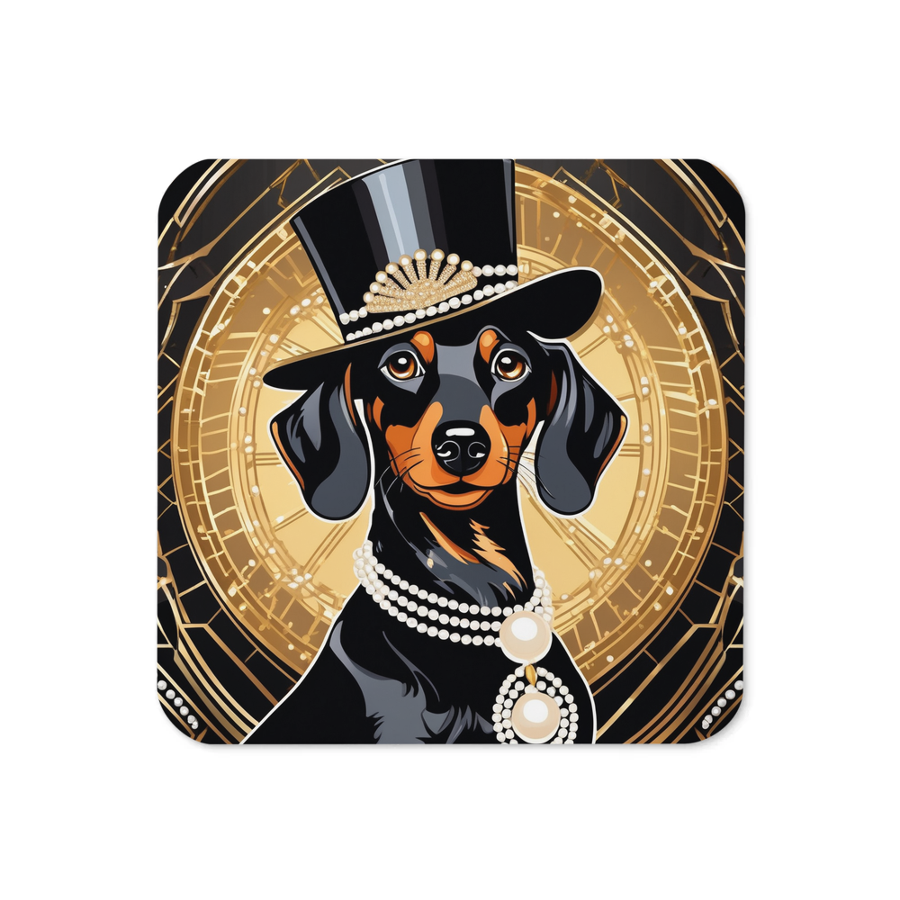 PugMug Custom Black Dachshund Coaster