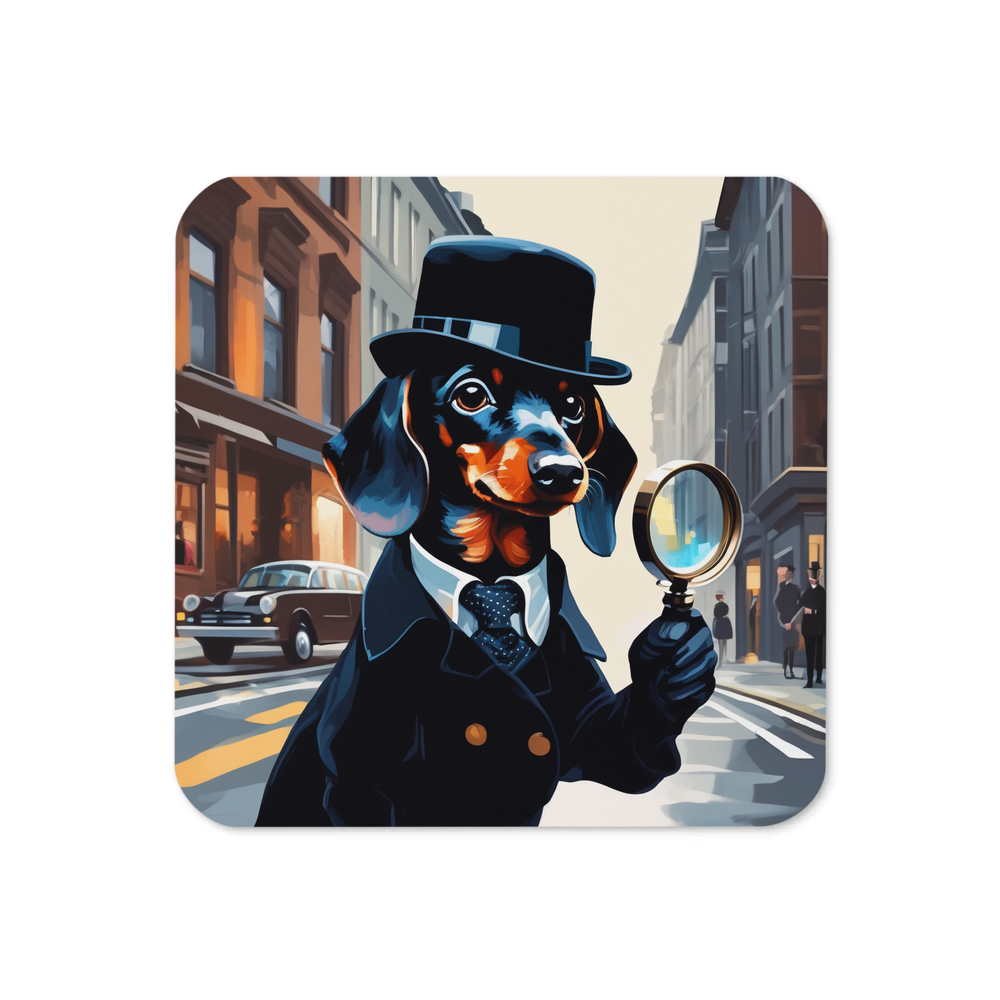 PugMug Custom Black Dachshund Coaster