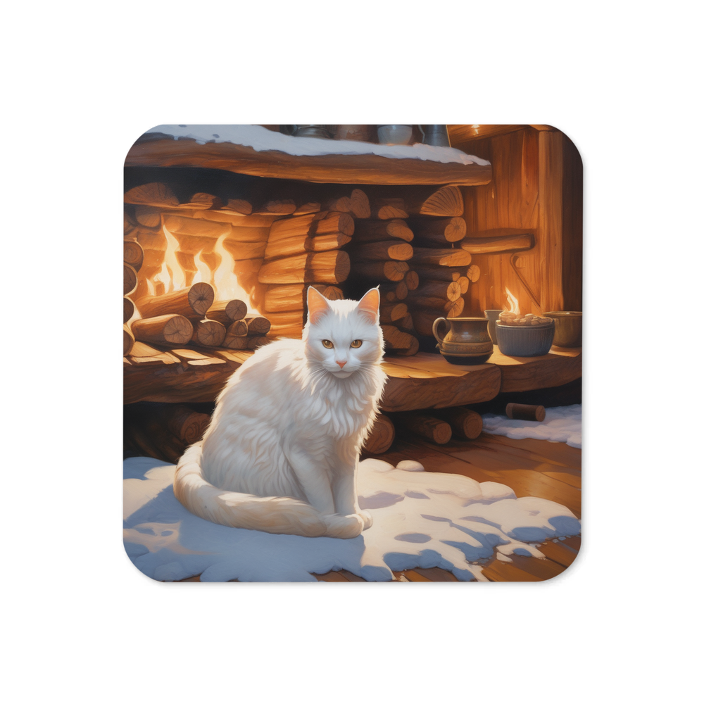 PugMug Custom White Companion Cat Coaster
