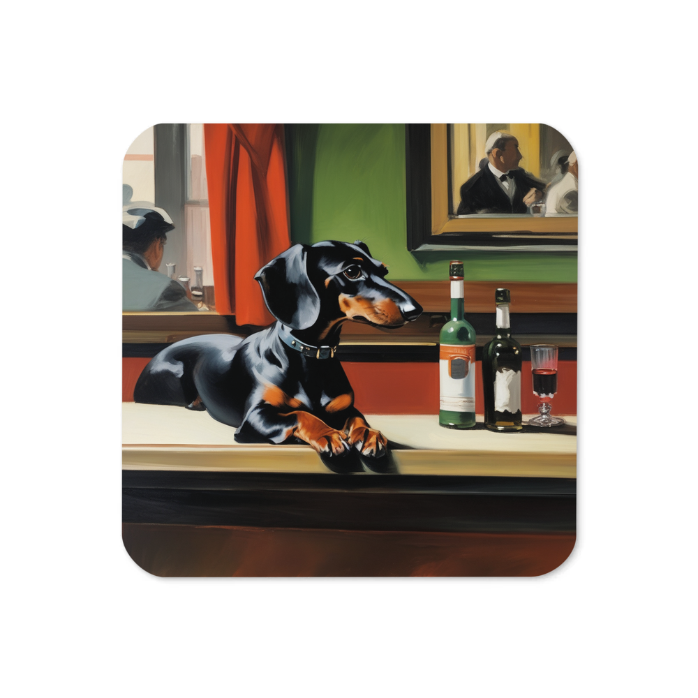 PugMug Custom Black Dachshund Coaster