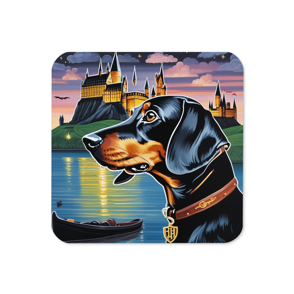 PugMug Custom Black Dachshund Coaster