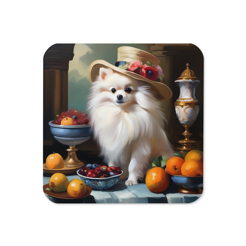 PugMug Custom White Pomeranian Coaster