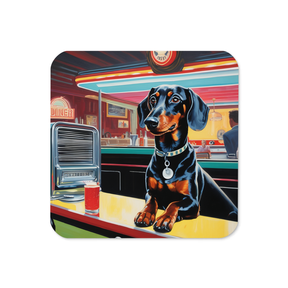 PugMug Custom Black Dachshund Coaster