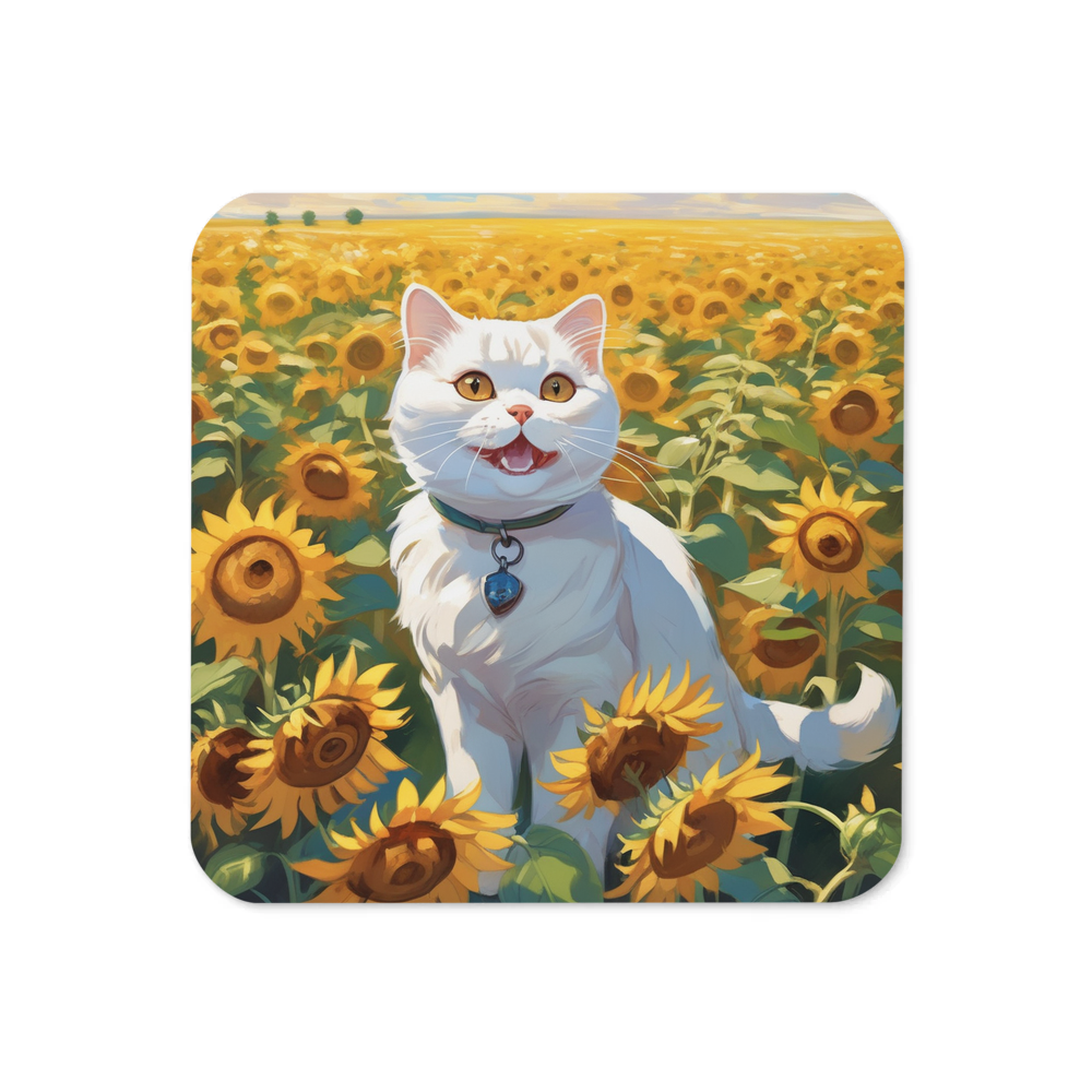 PugMug Custom White Scottish Fold Cat Coaster