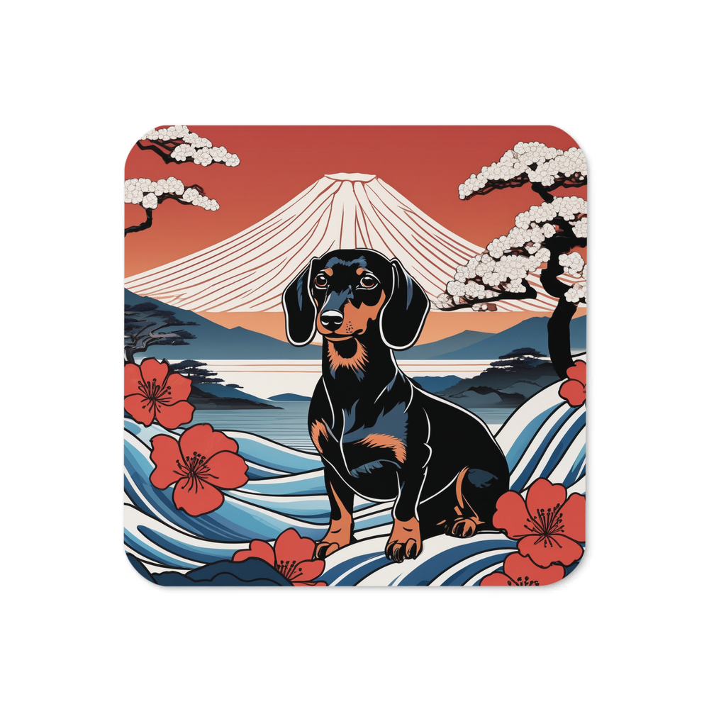 PugMug Custom Black Dachshund Coaster