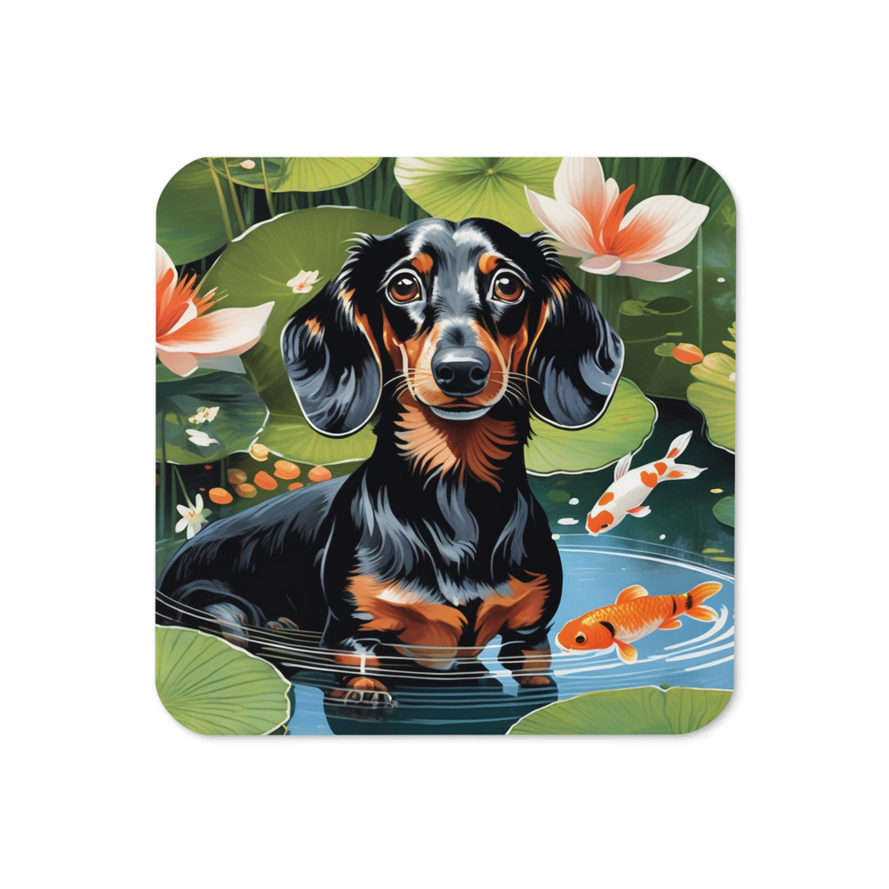 PugMug Custom Black Dachshund Coaster