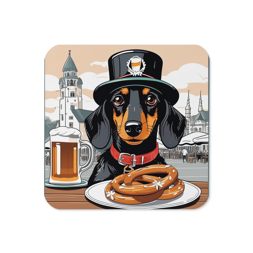 PugMug Custom Black Dachshund Coaster