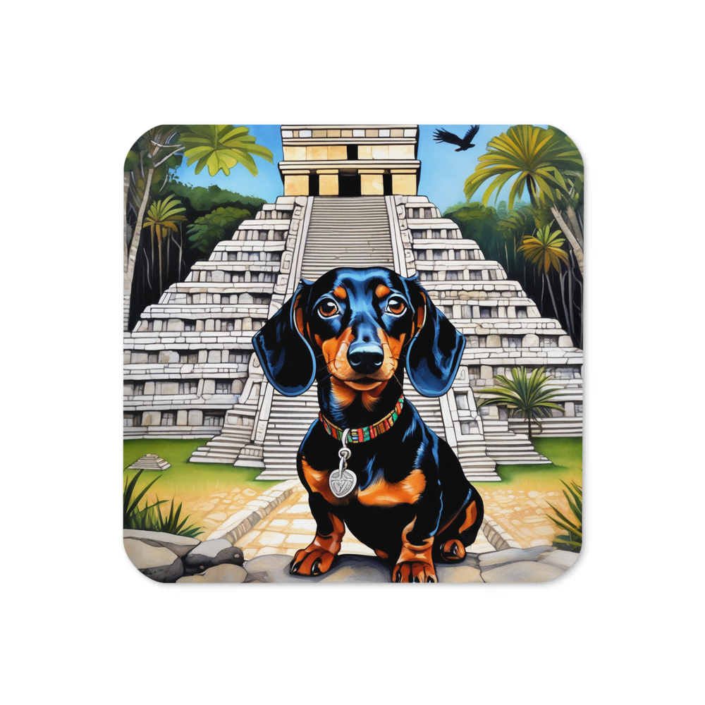 PugMug Custom Black Dachshund Coaster