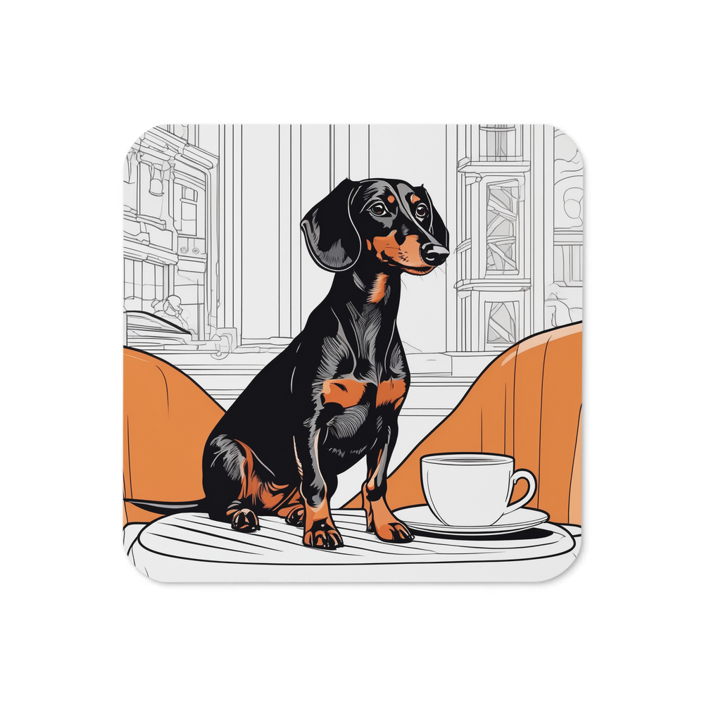 PugMug Custom Black Dachshund Coaster