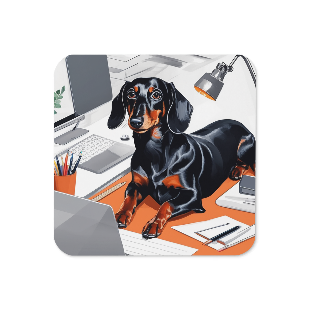 PugMug Custom Black Dachshund Coaster