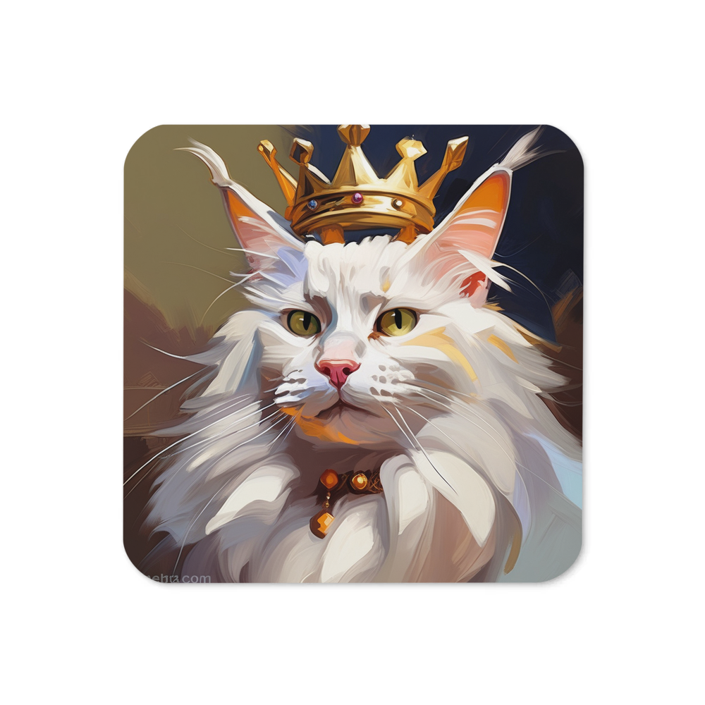 PugMug Custom White Maine Coon Cat Coaster