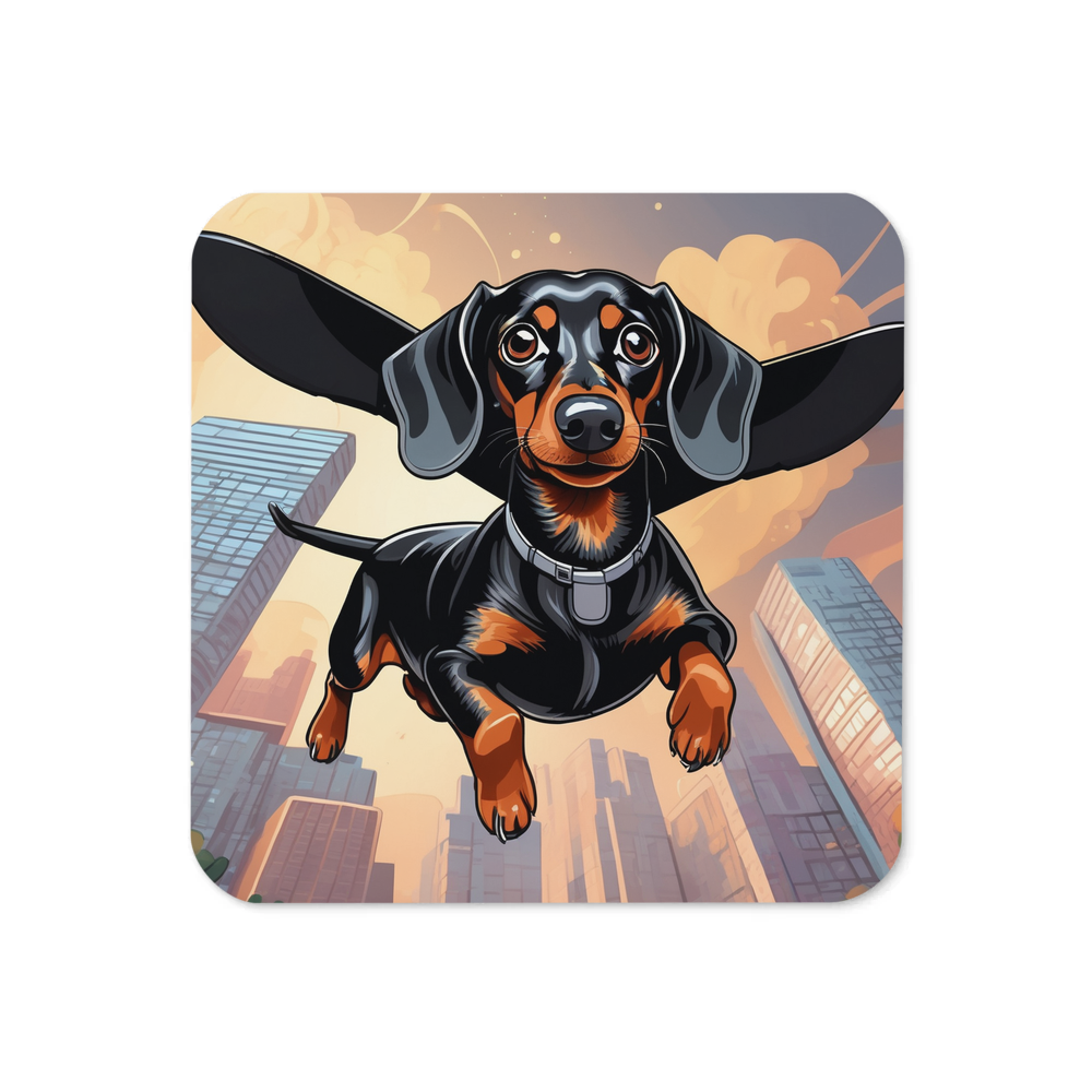 PugMug Custom Black Dachshund Coaster