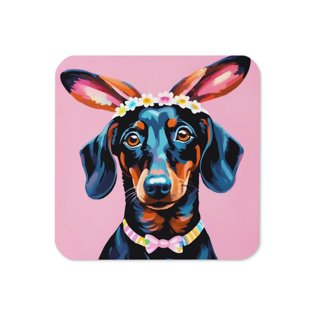 PugMug Custom Black Dachshund Coaster