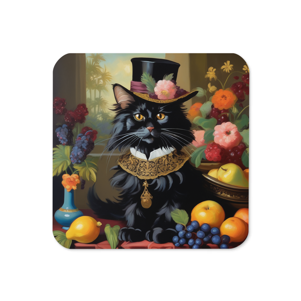 PugMug Custom Black Maine Coon Cat Coaster