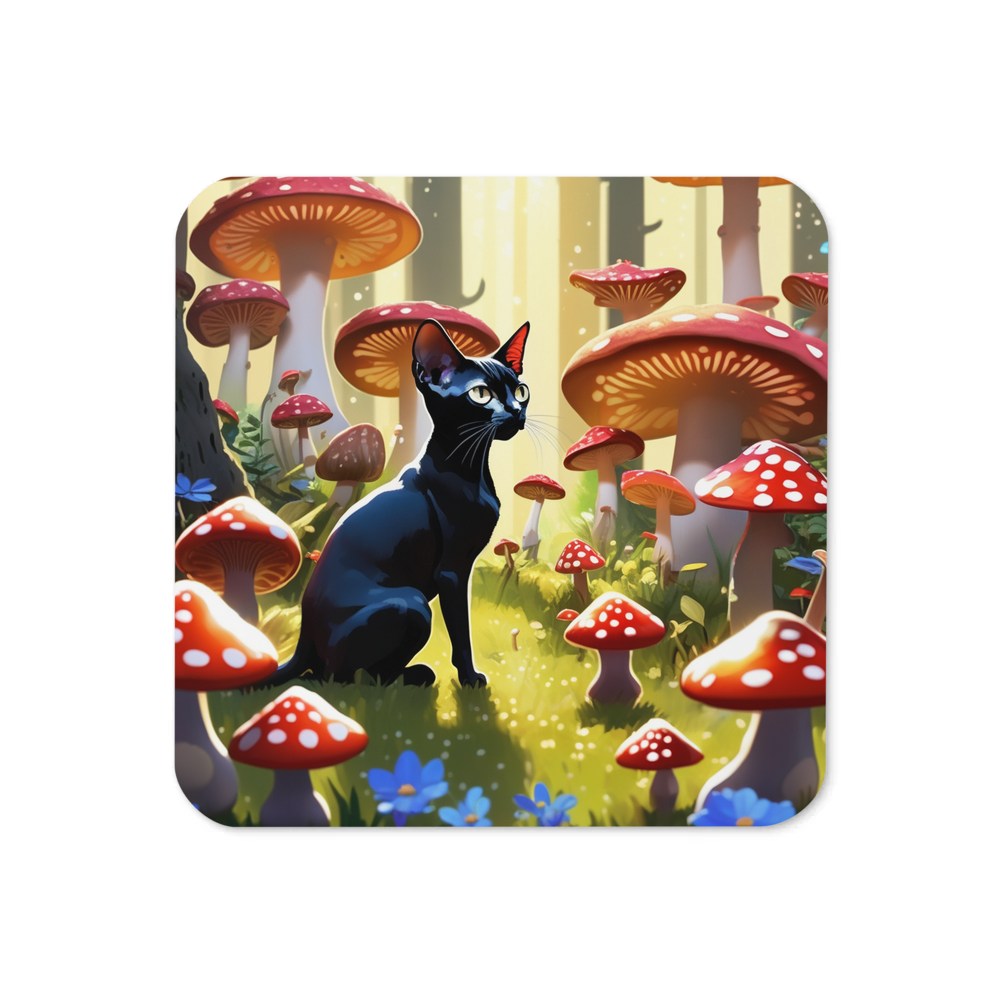 PugMug Custom Black Devon Rex Cat Coaster