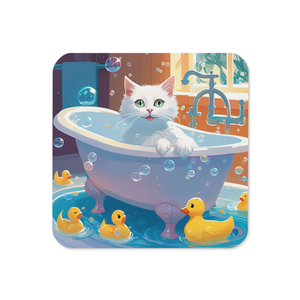 PugMug Custom White Companion Cat Coaster