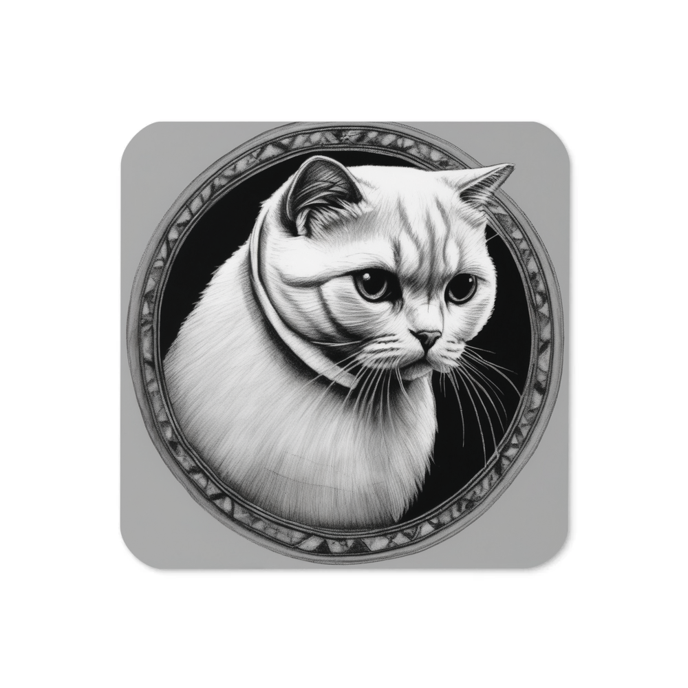 PugMug Custom White Scottish Fold Cat Coaster