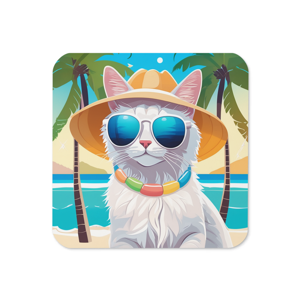 PugMug Custom White Companion Cat Coaster