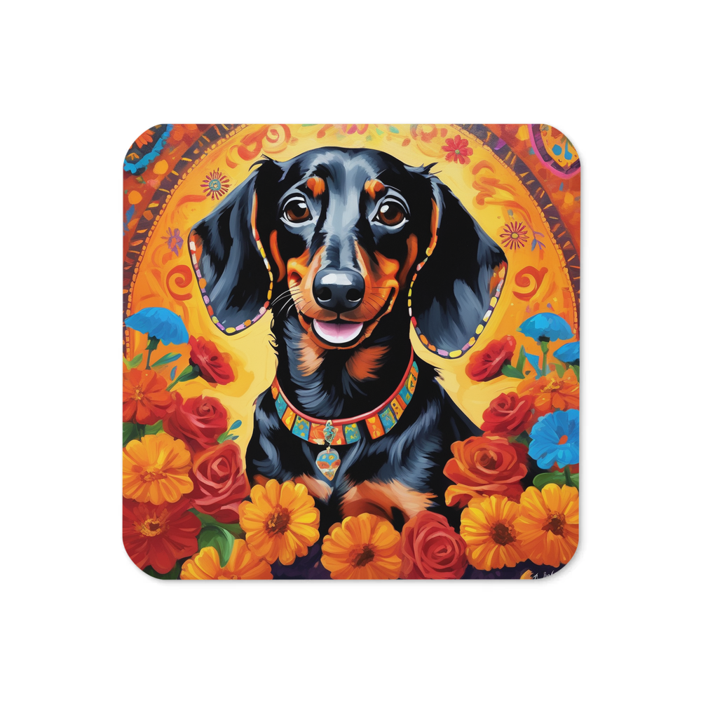 PugMug Custom Black Dachshund Coaster
