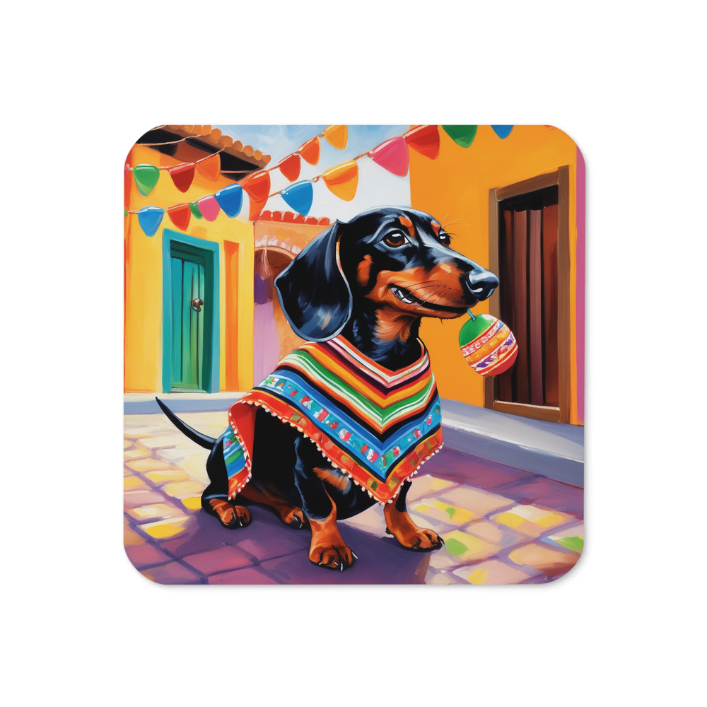 PugMug Custom Black Dachshund Coaster