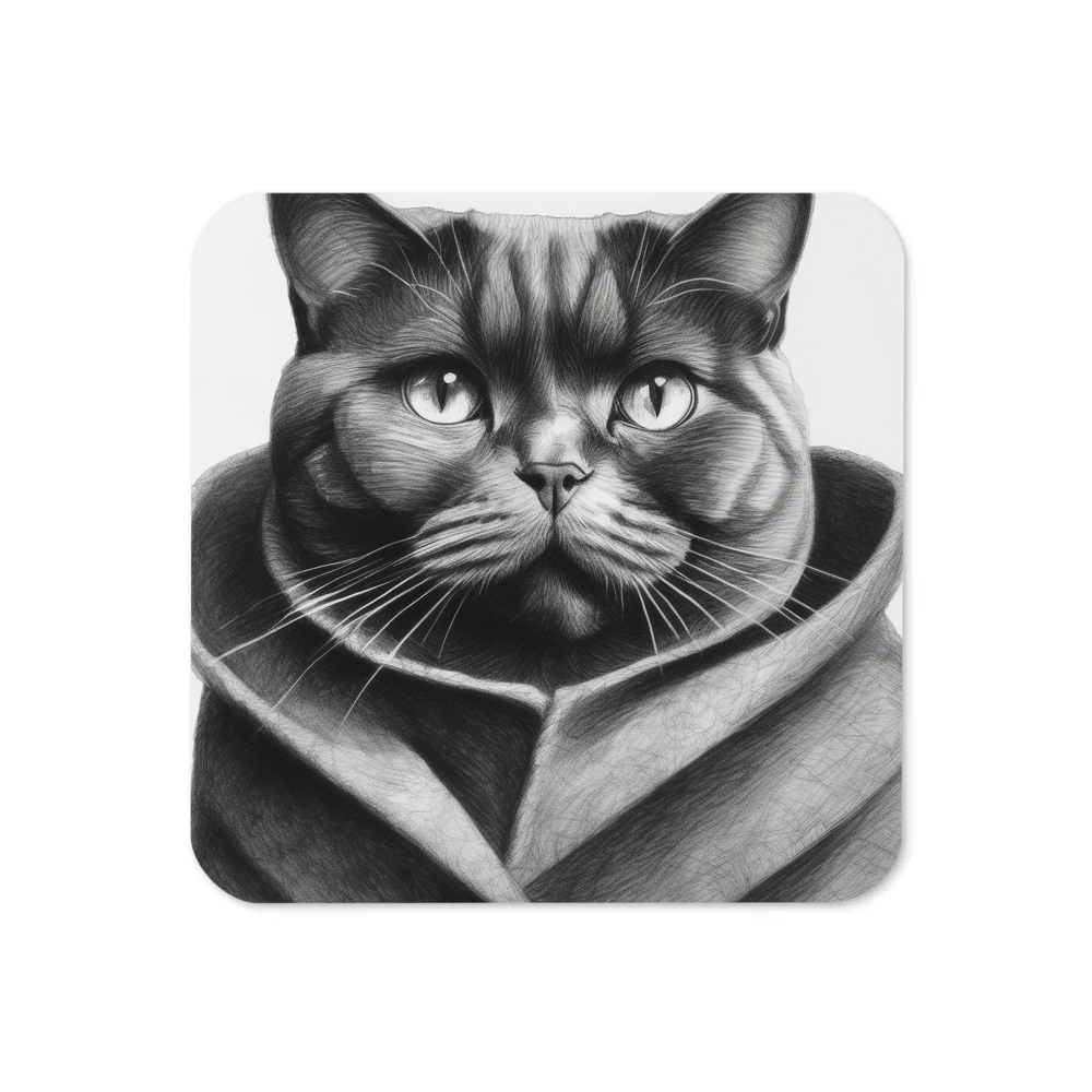 PugMug Custom Black British Shorthair Cat Coaster