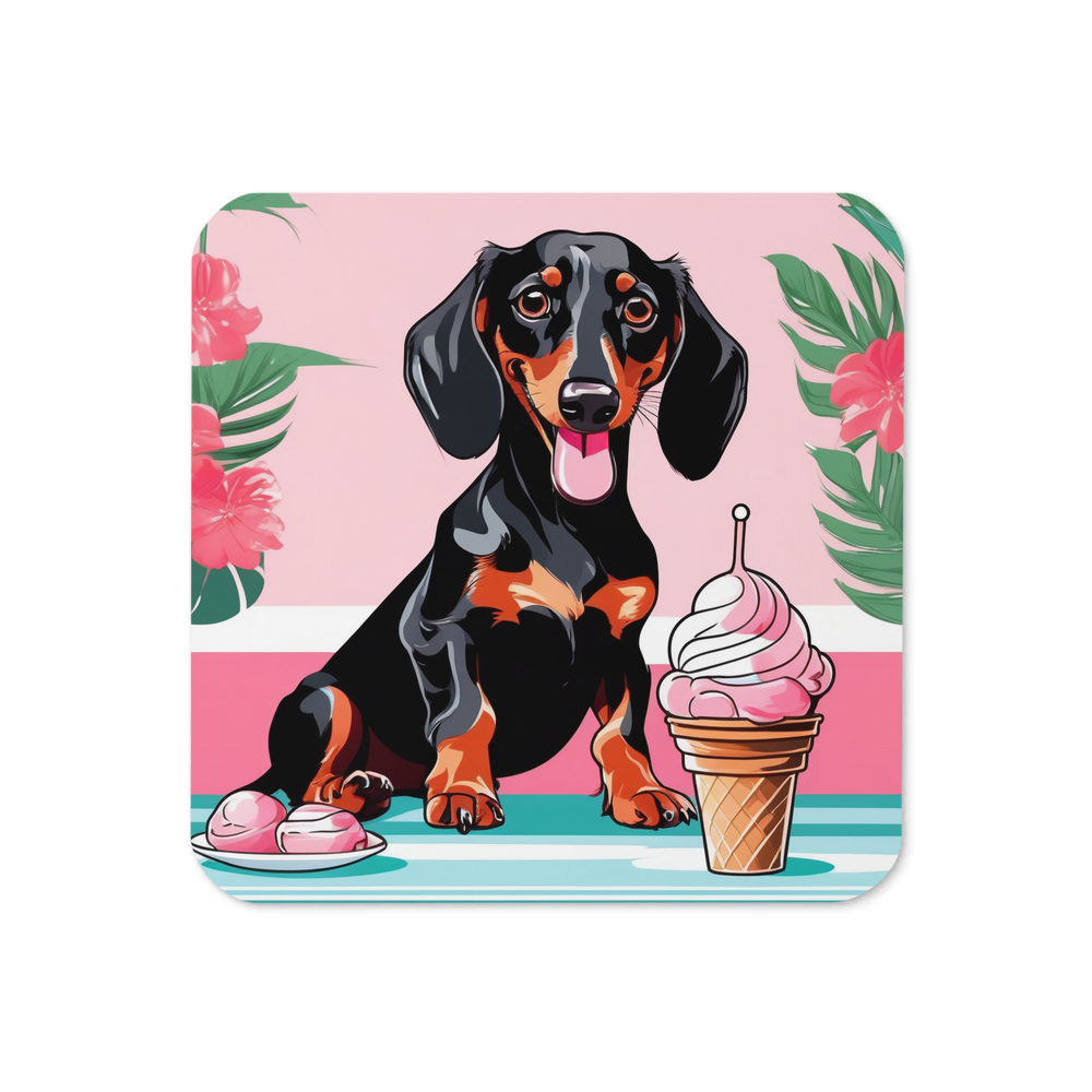 PugMug Custom Black Dachshund Coaster