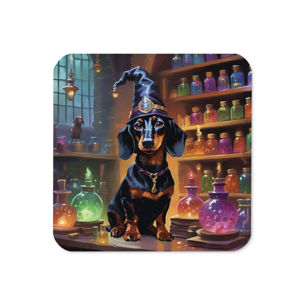 PugMug Custom Black Dachshund Coaster