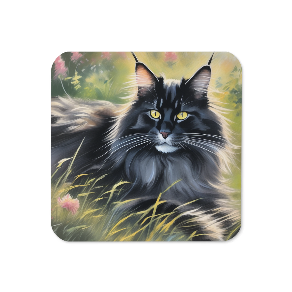 PugMug Custom Black Maine Coon Cat Coaster