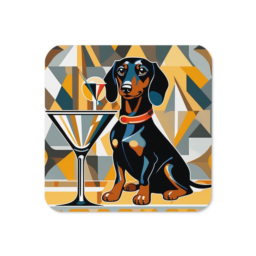 PugMug Custom Black Dachshund Coaster
