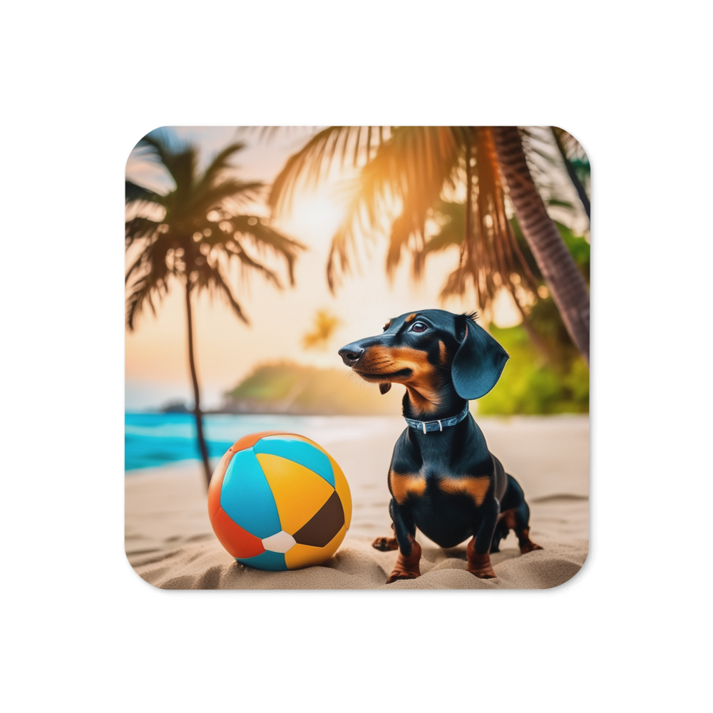 PugMug Custom Black Dachshund Coaster