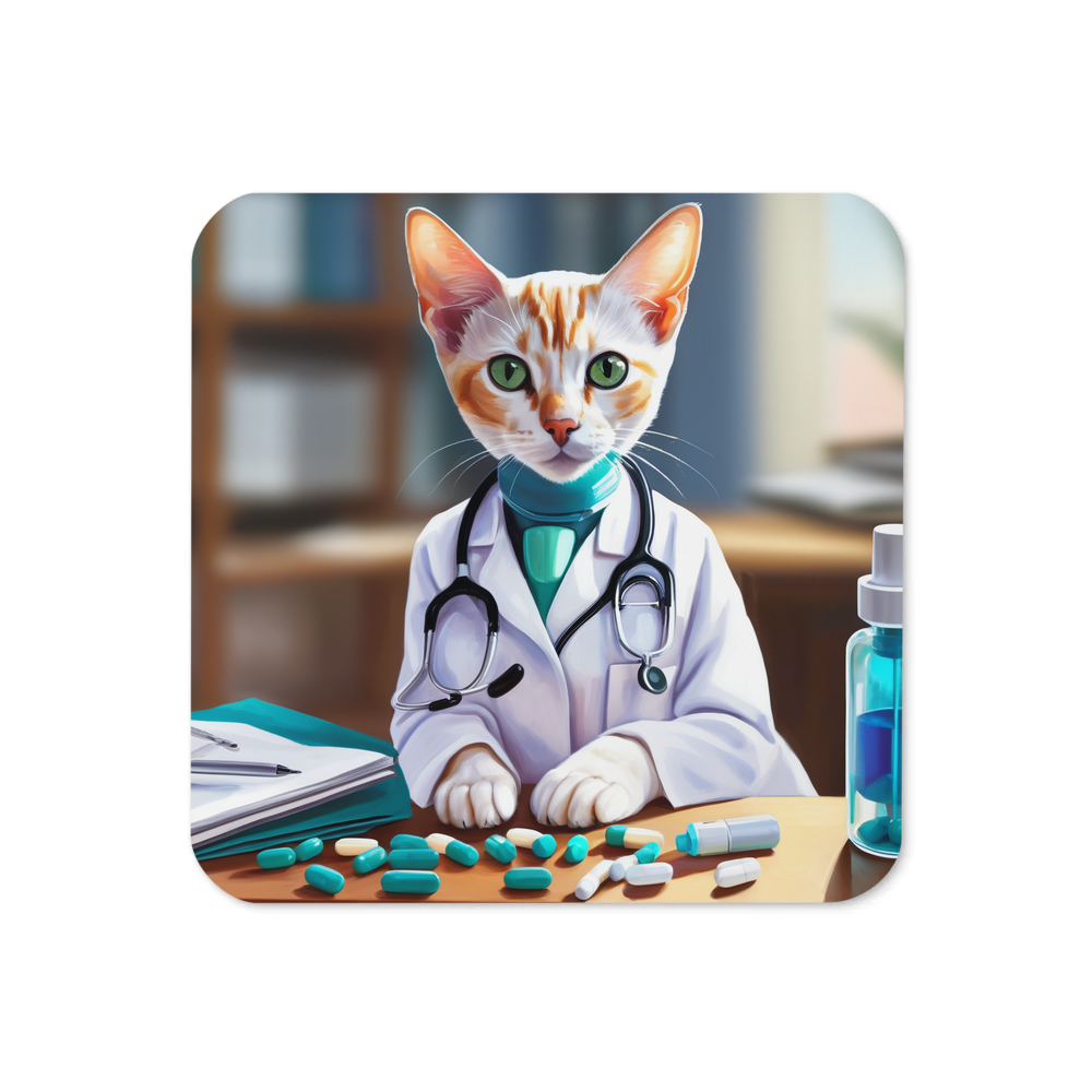 PugMug Custom White Abyssinian Cat Coaster