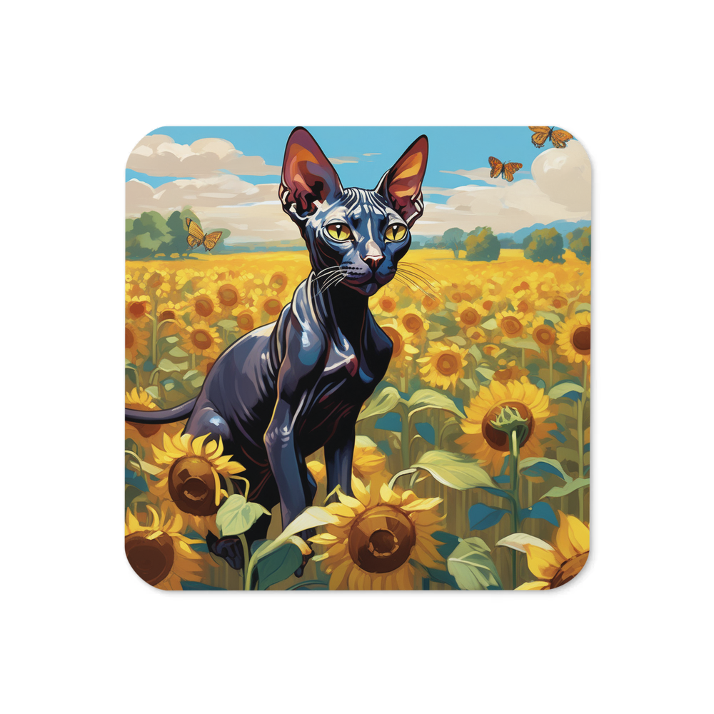 PugMug Custom Black Sphynx Cat Coaster
