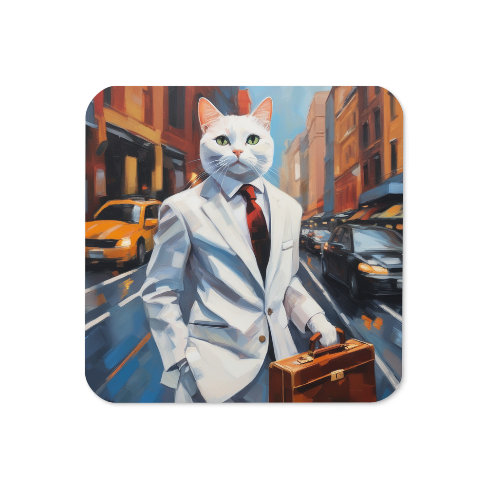 PugMug Custom White Companion Cat Coaster