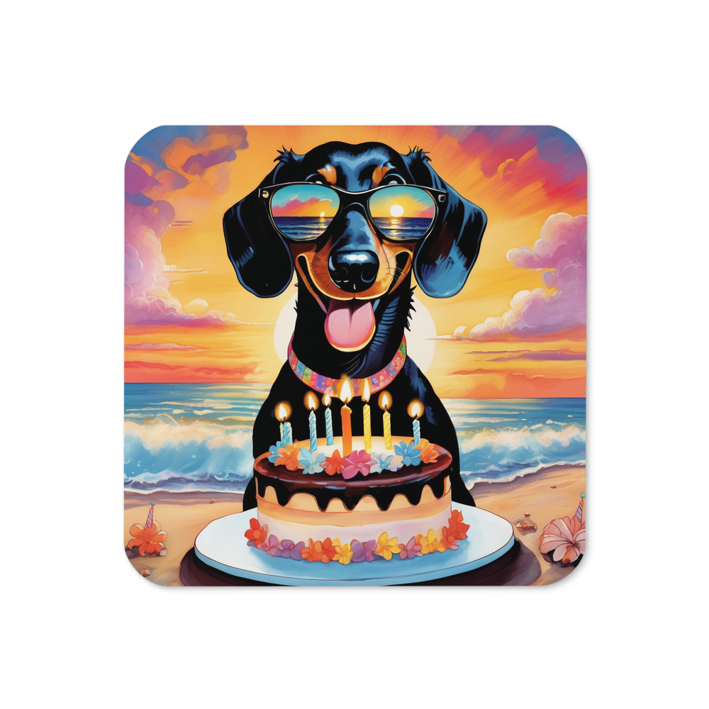 PugMug Custom Black Dachshund Coaster