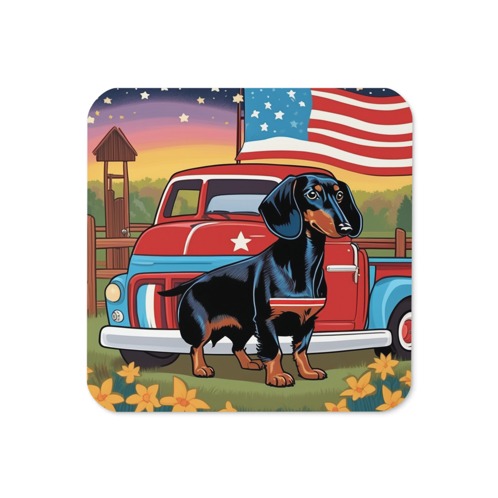 PugMug Custom Black Dachshund Coaster