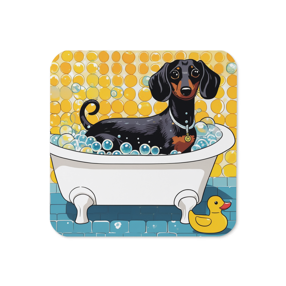 PugMug Custom Black Dachshund Coaster