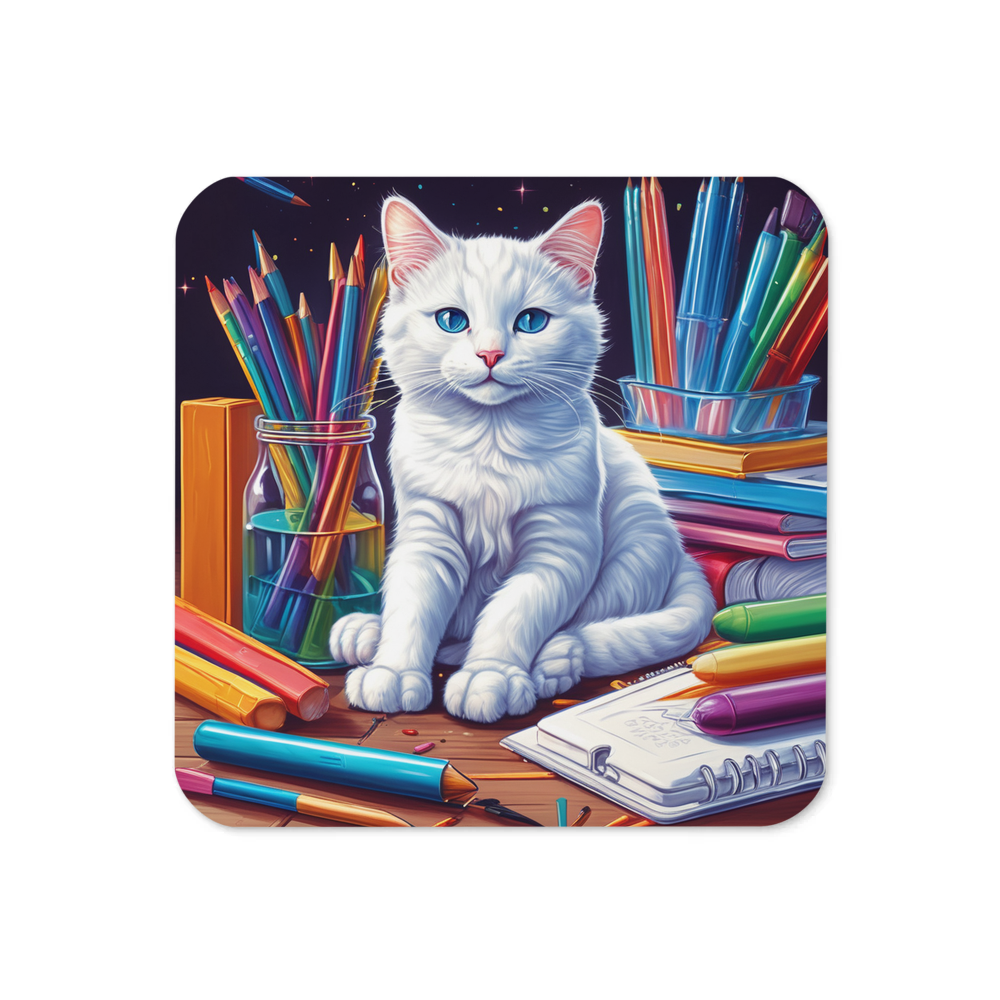 PugMug Custom White Companion Cat Coaster