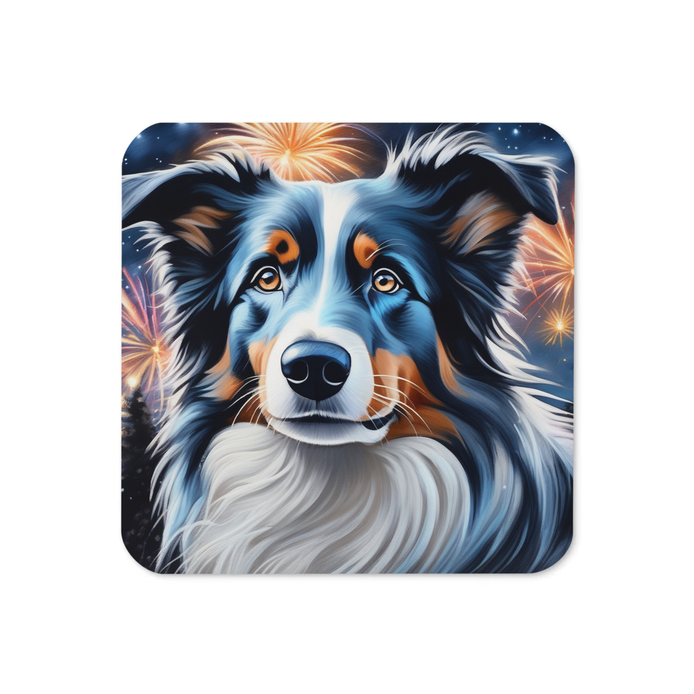 PugMug Custom Blue Merle Border Collie Coaster