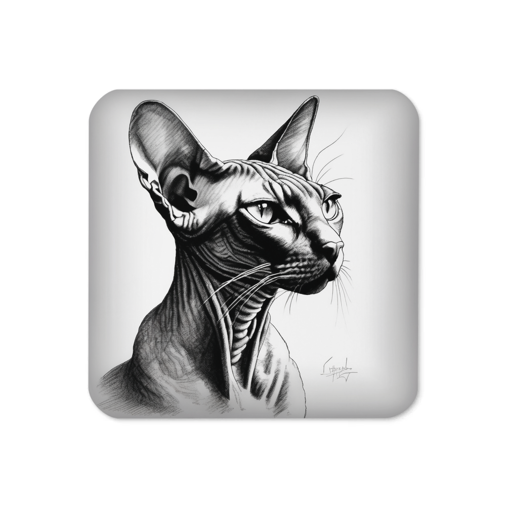 PugMug Custom Black Sphynx Cat Coaster