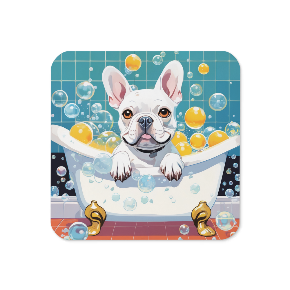 PugMug Custom White French Bulldog Coaster