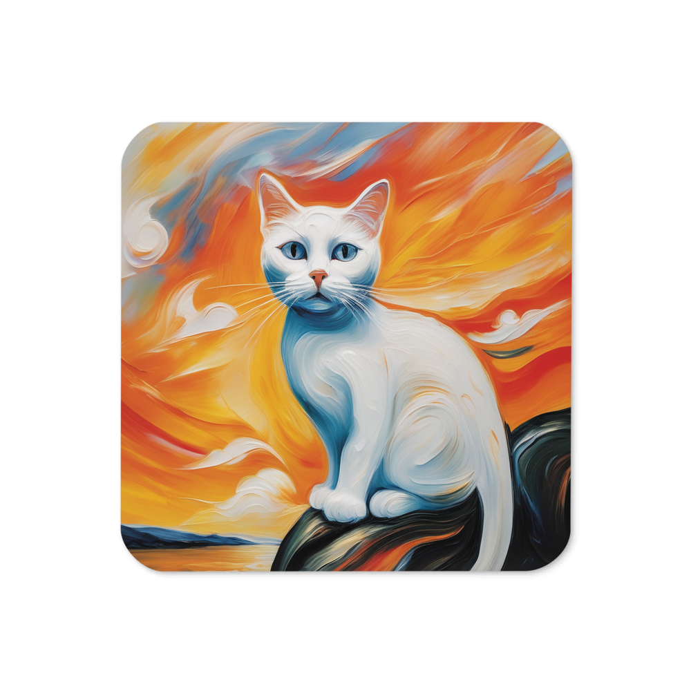 PugMug Custom White Companion Cat Coaster